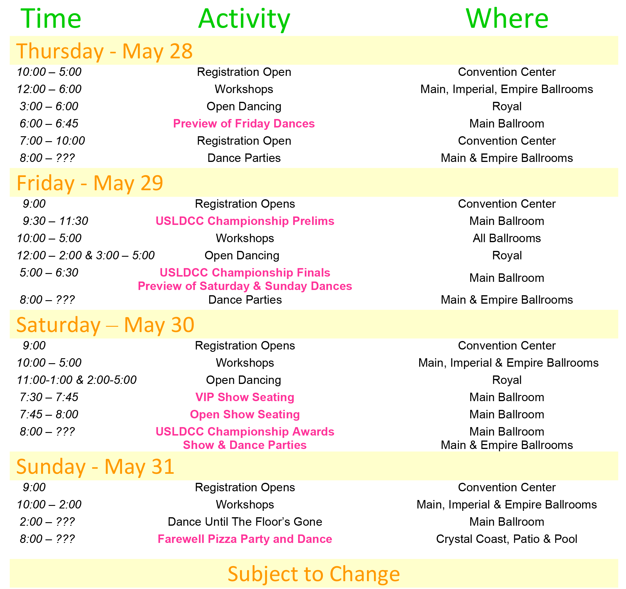 Event Schedule